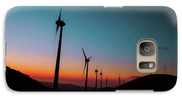 Wind Tourbines Against The Colorful Sunset - Phone Case - Enet Images