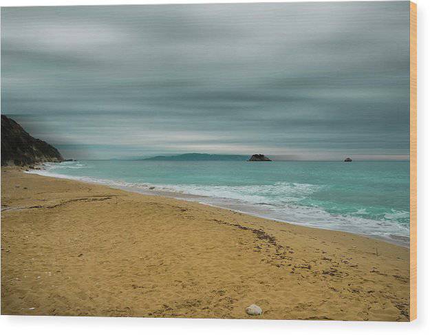 Beach Against The Motion Sky - Wood Print - Enet Images