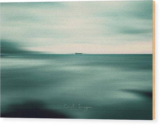 Cargo Ship In The Ocean-Oil Effect - Wood Print - Enet Images