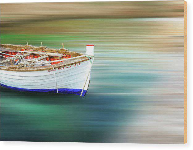 Fishing Boat In Motion - Wood Print - Enet Images