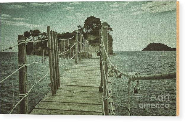 Wooden bridge to the island - Wood Print - Enet Images