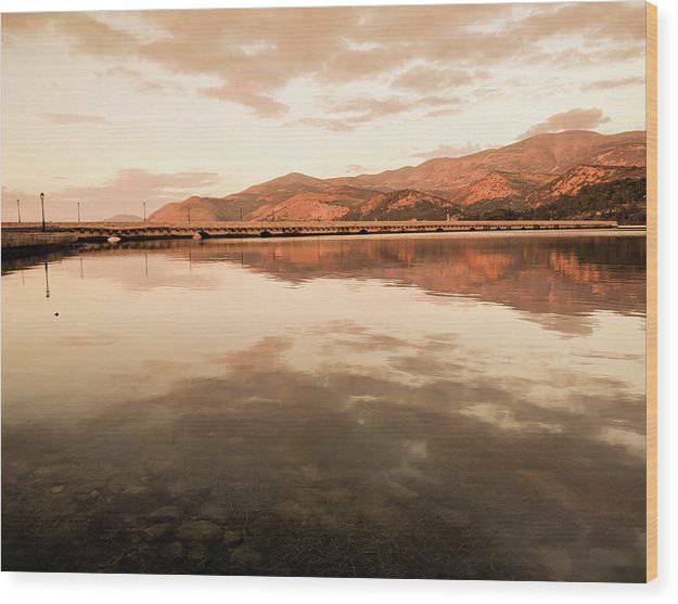 Reflections at the lagoon's bridge - Wood Print - Enet Images