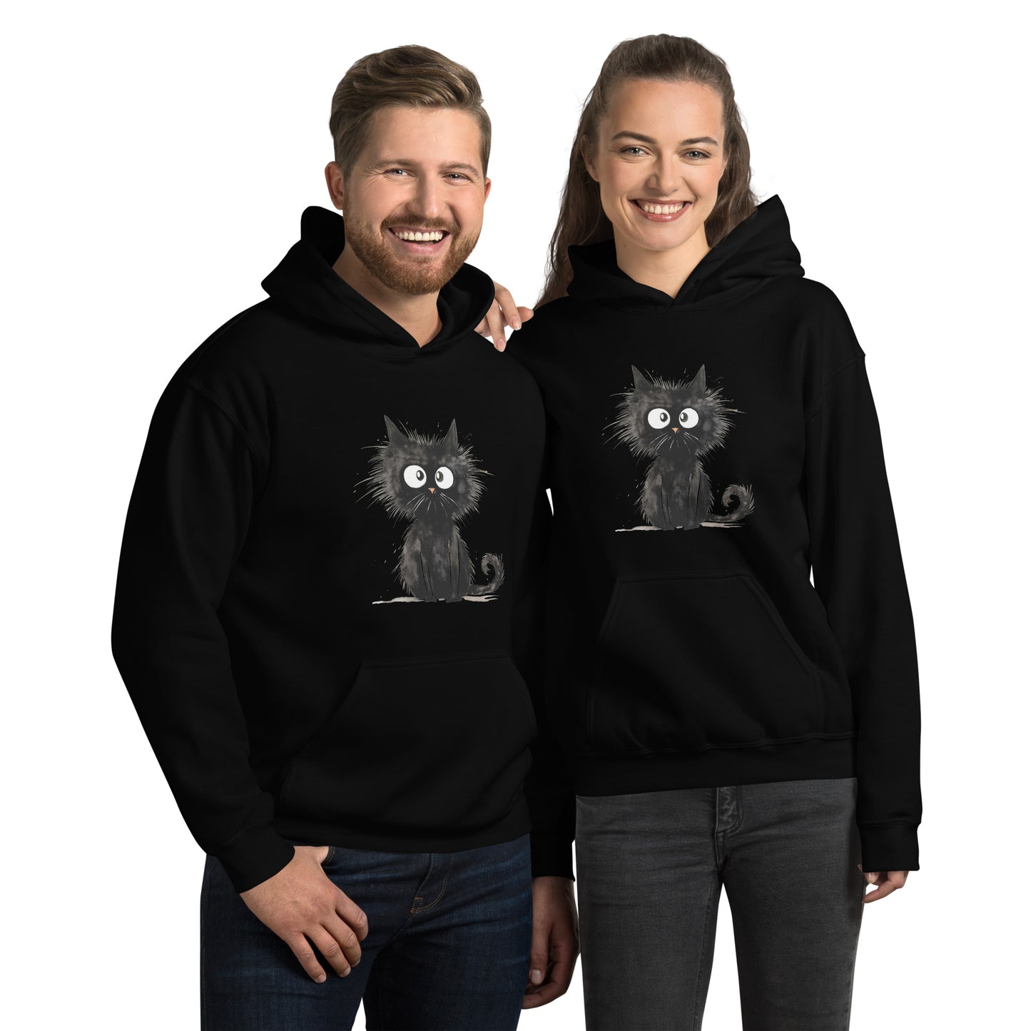 Unisex Hoodie/Black-Funny-Cat