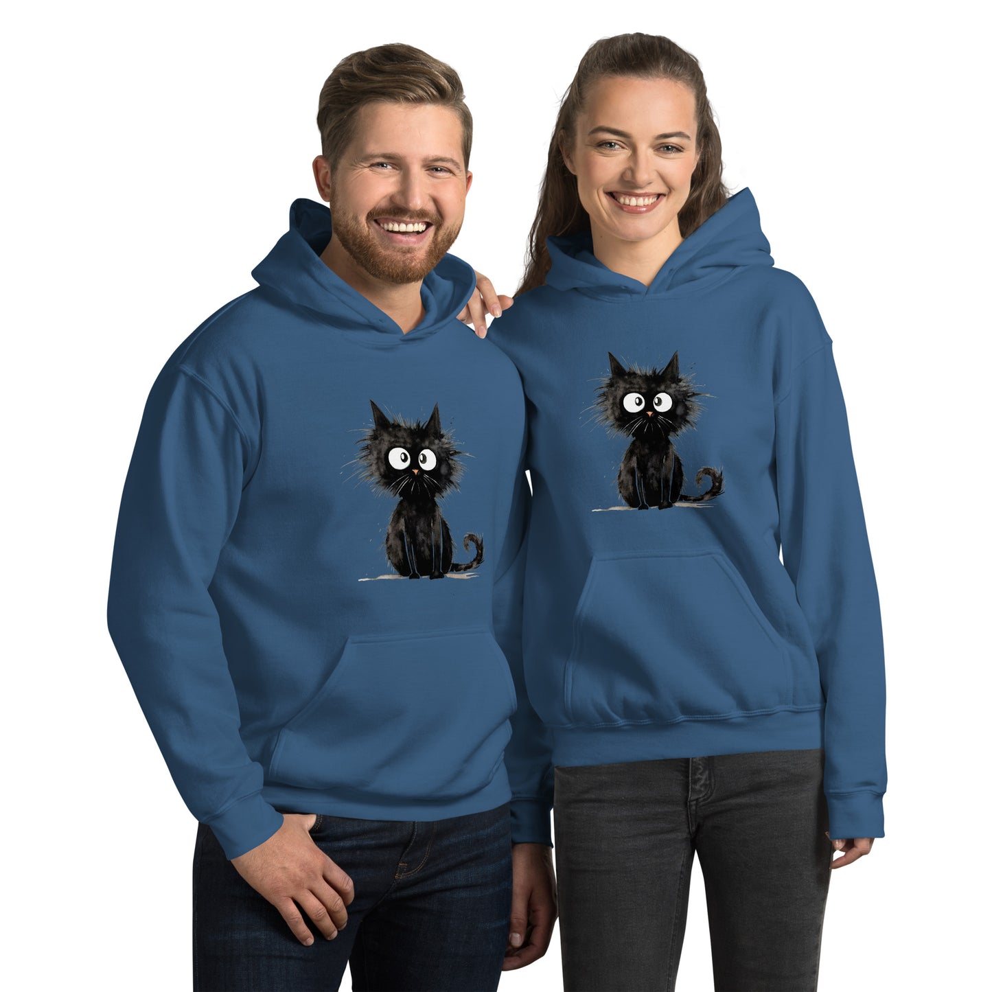 Unisex Hoodie/Black-Funny-Cat