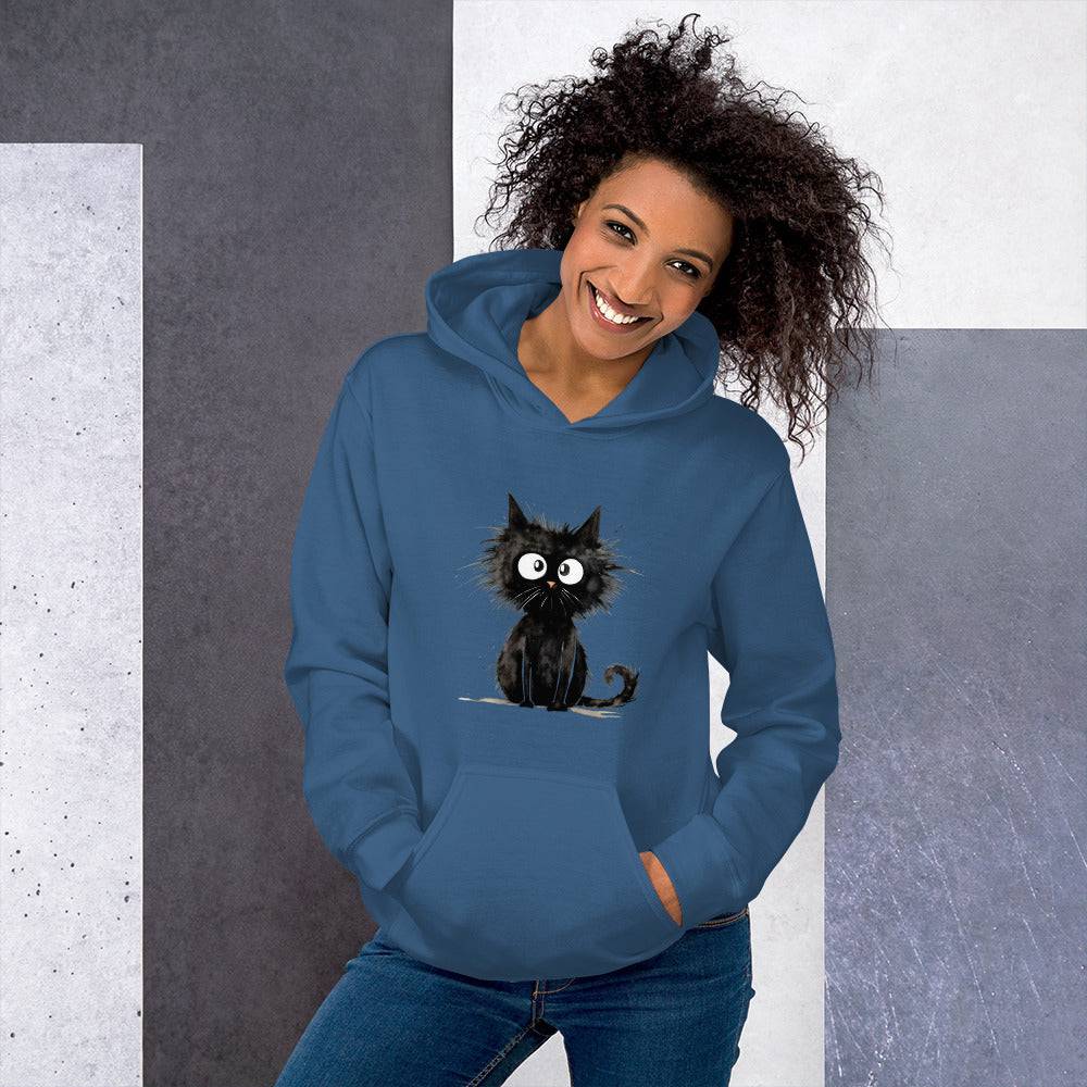 Unisex Hoodie/Black-Funny-Cat - Enet Images