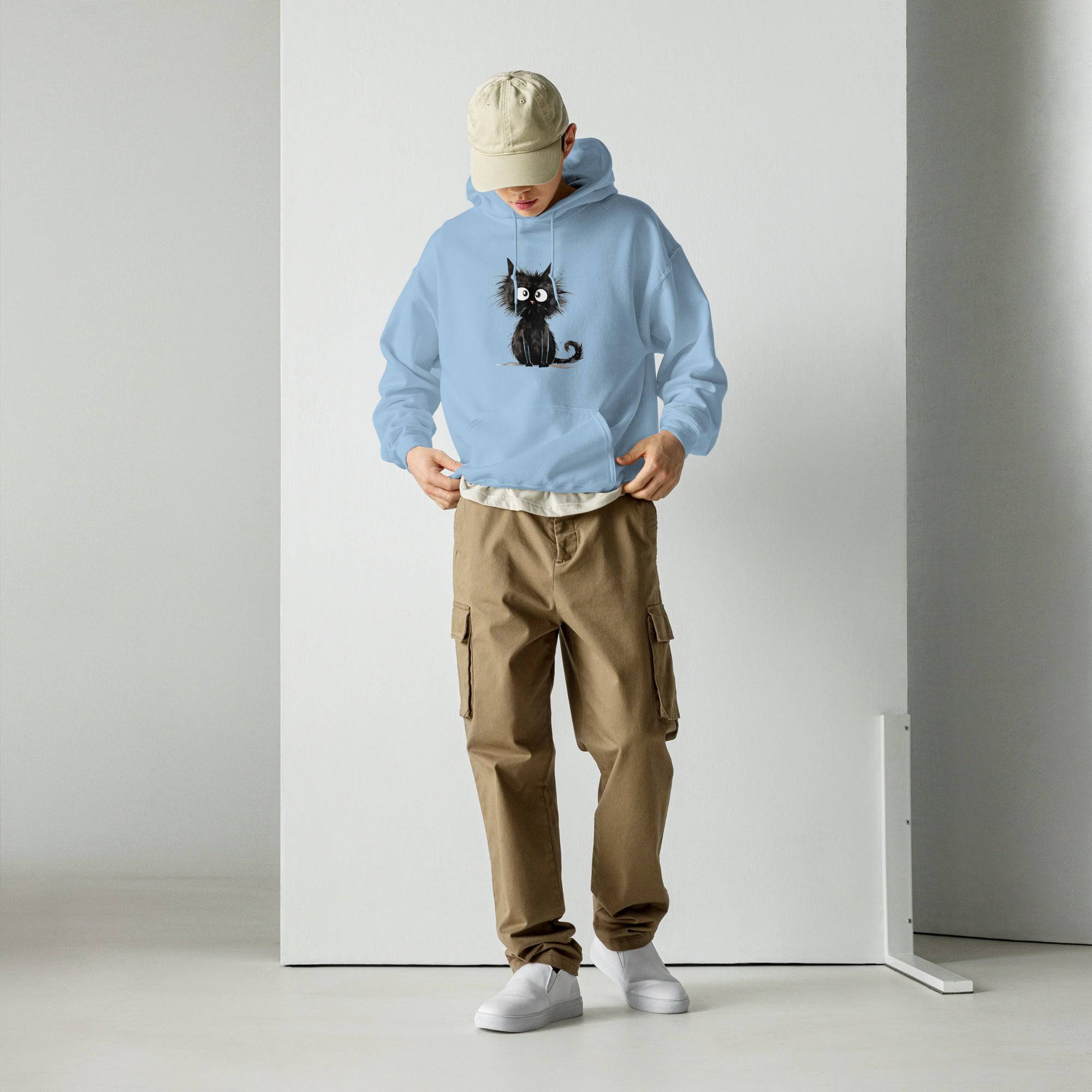 Unisex Hoodie/Black-Funny-Cat - Enet Images