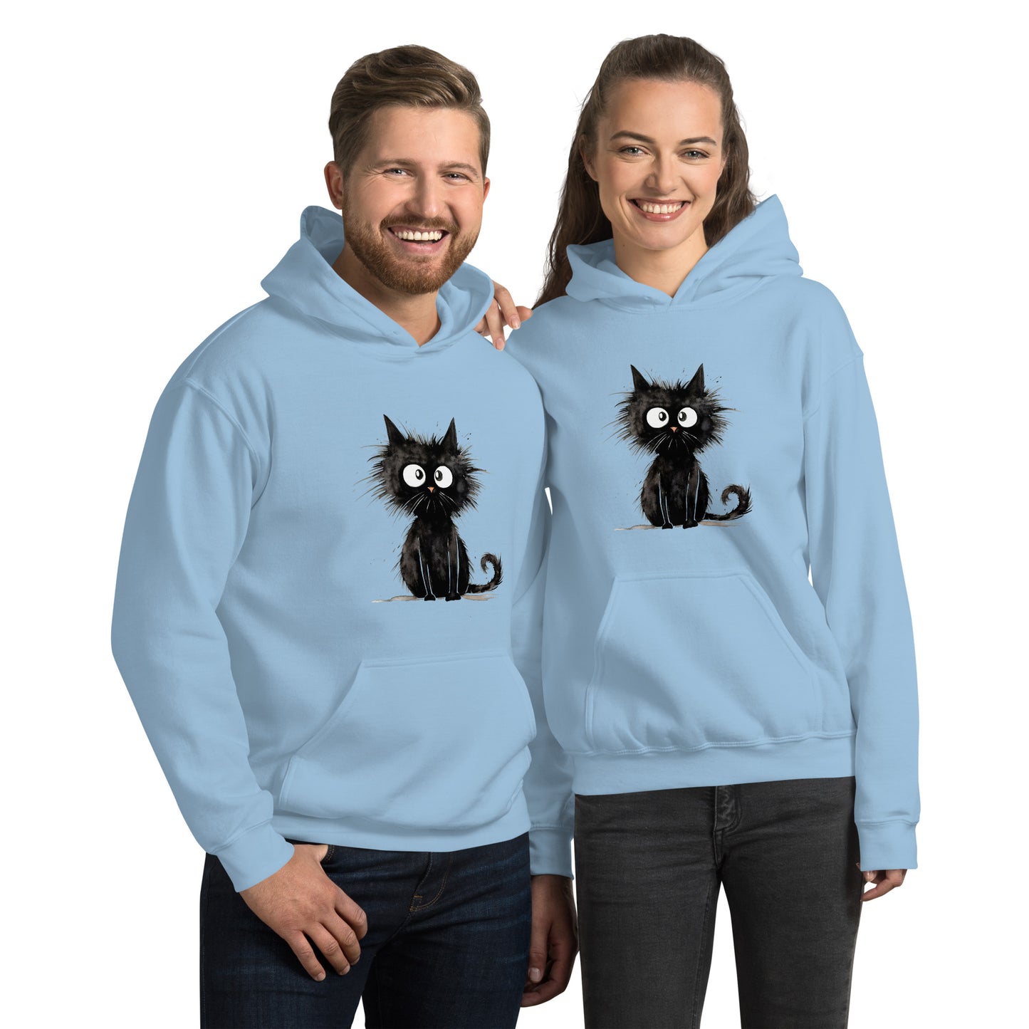 Unisex Hoodie/Black-Funny-Cat