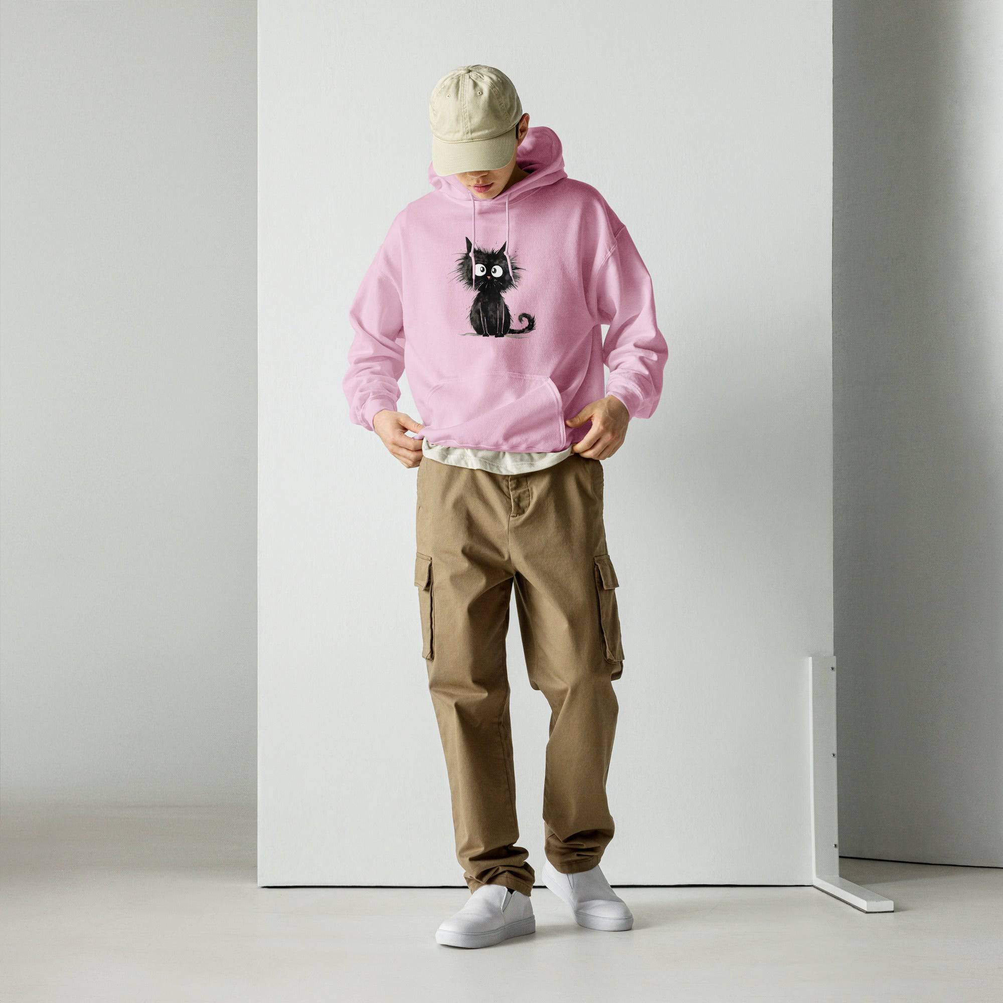 Unisex Hoodie/Black-Funny-Cat - Enet Images