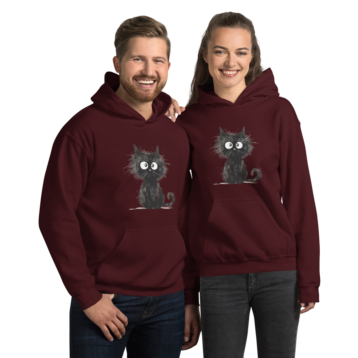 Unisex Hoodie/Black-Funny-Cat