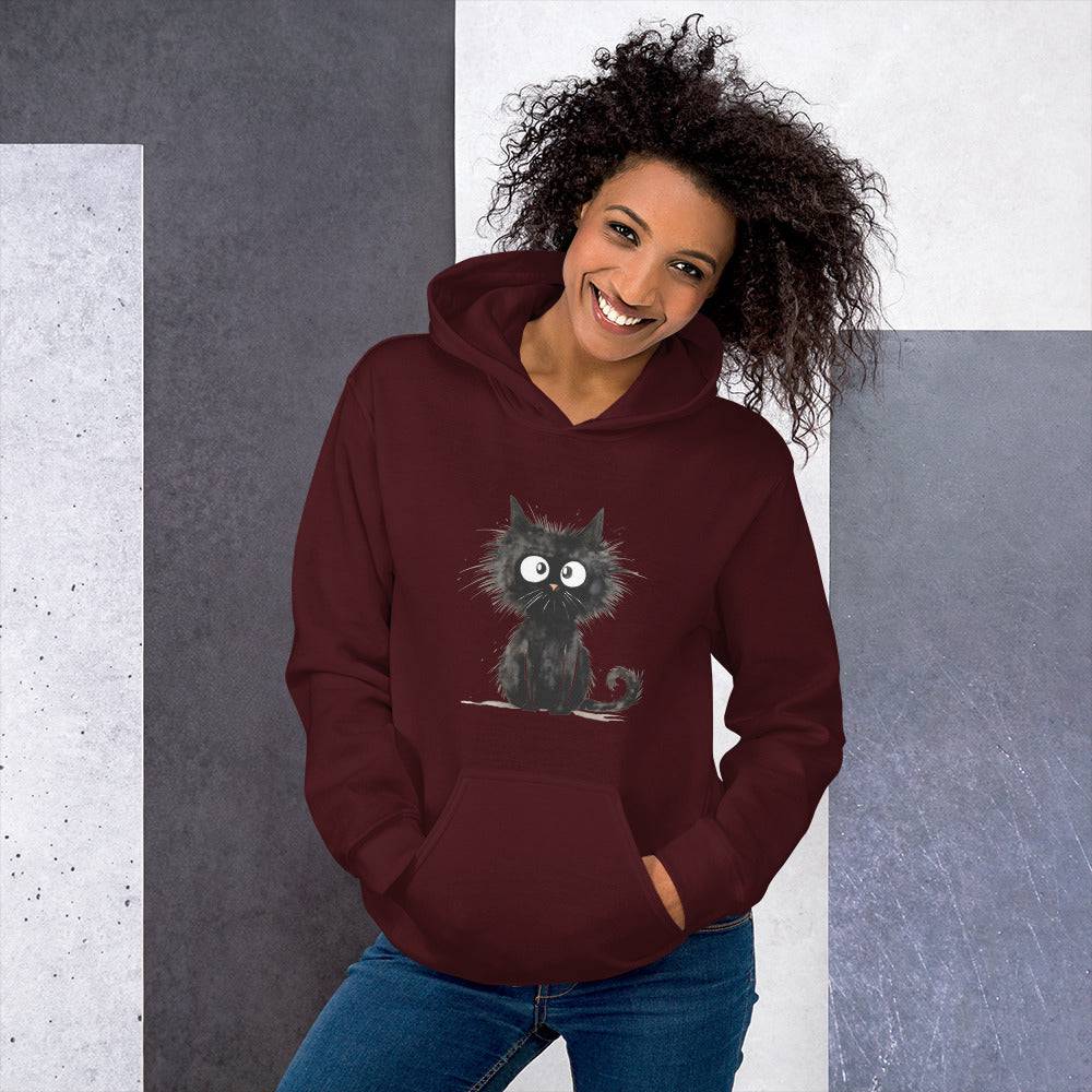 Unisex Hoodie/Black-Funny-Cat - Enet Images