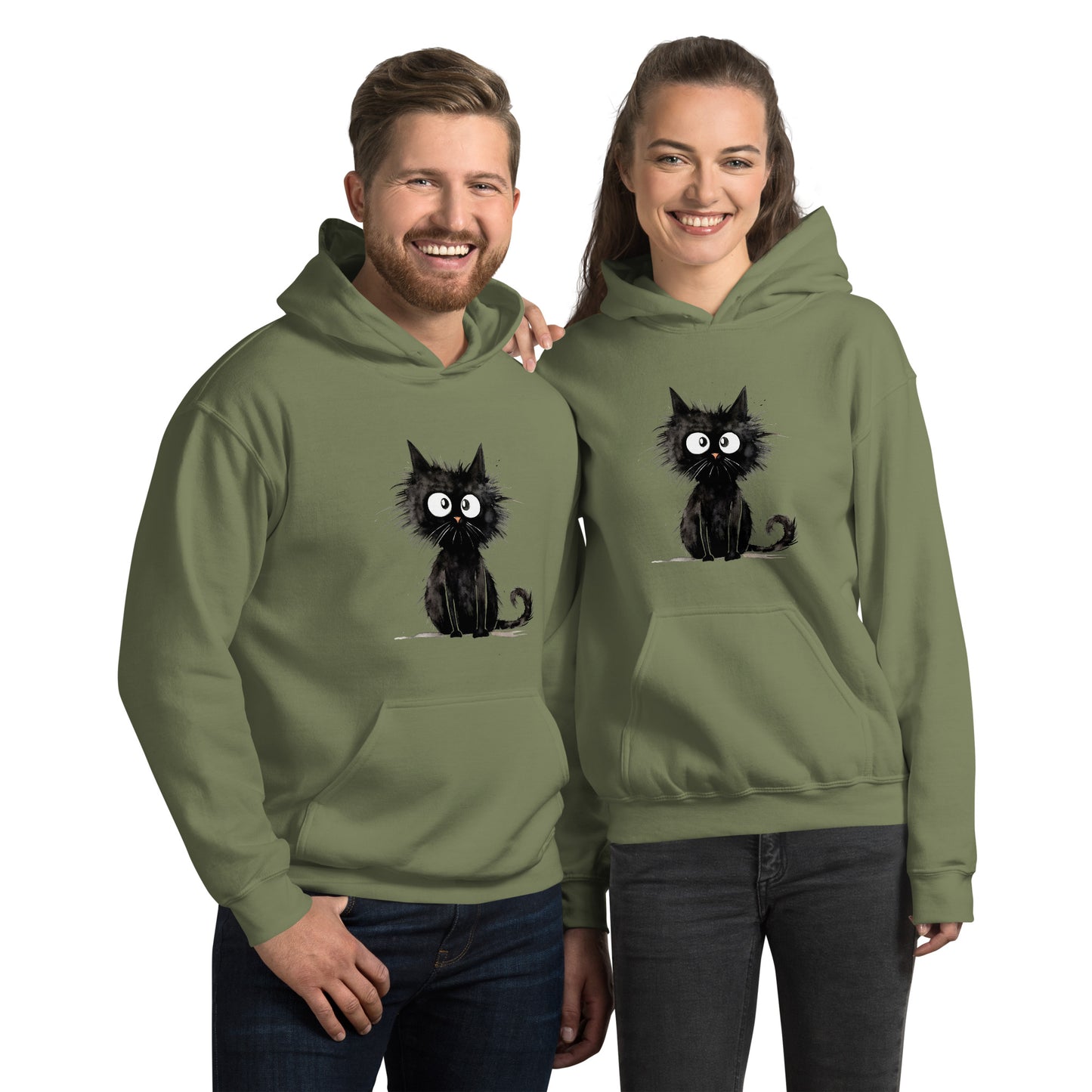 Unisex Hoodie/Black-Funny-Cat