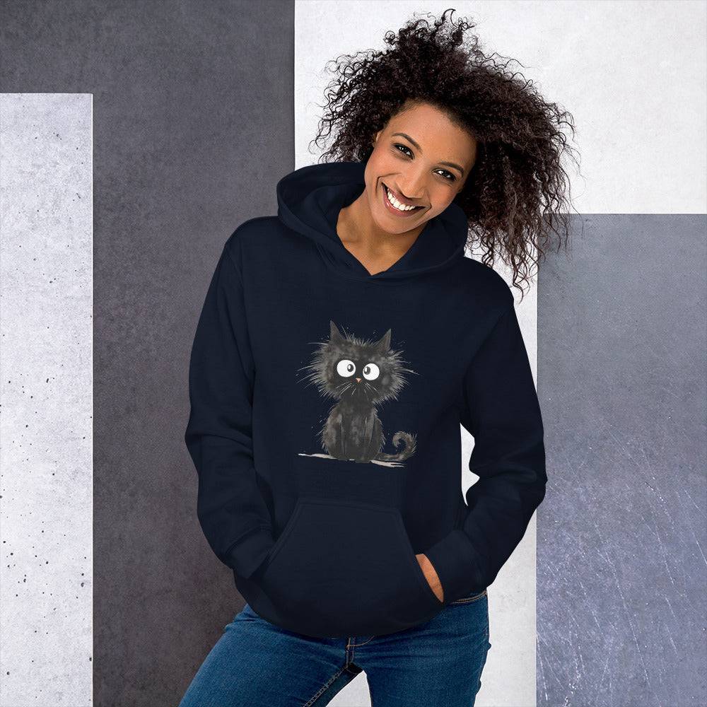 Unisex Hoodie/Black-Funny-Cat - Enet Images