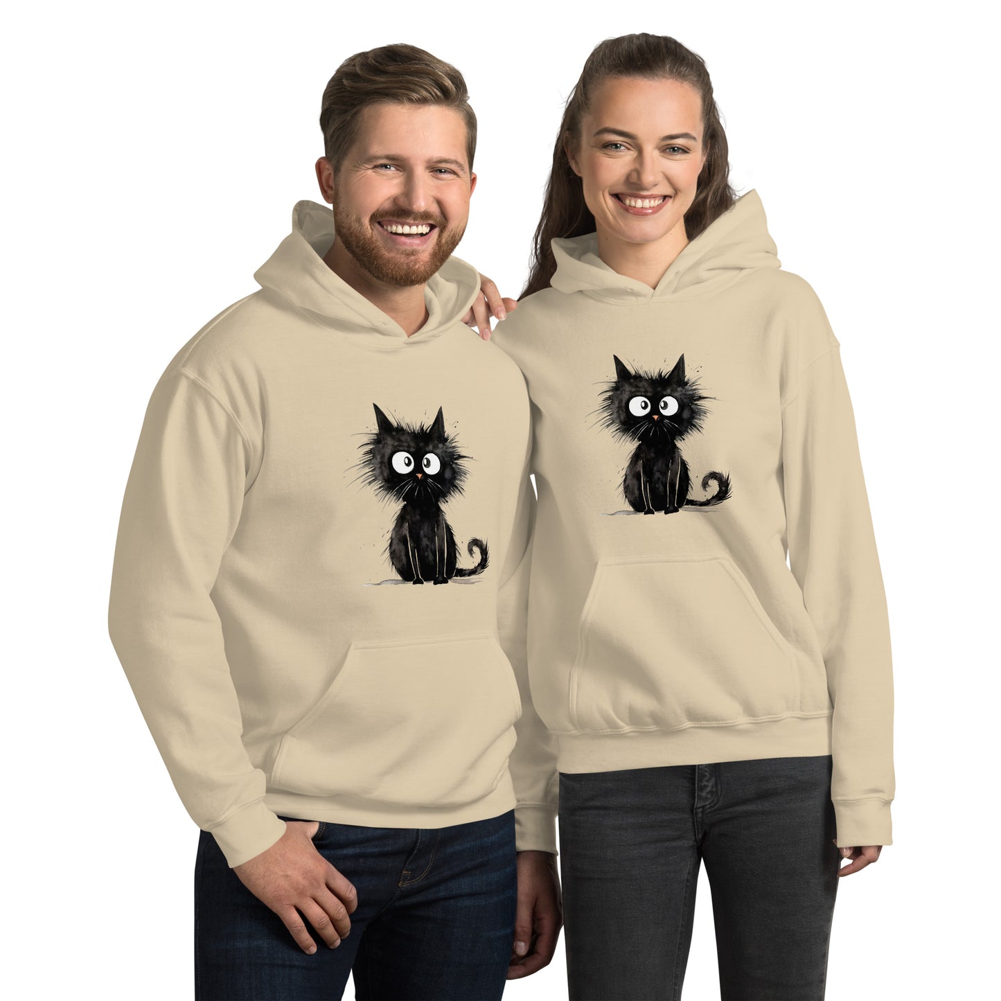 Unisex Hoodie/Black-Funny-Cat