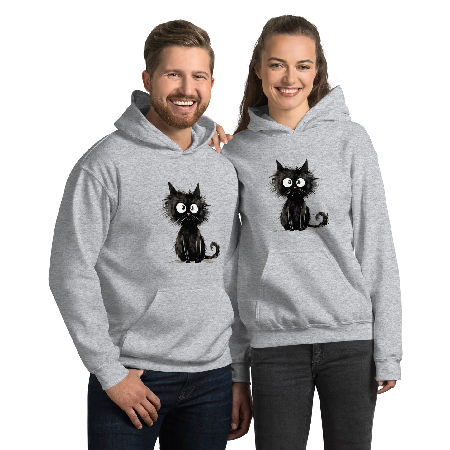 Unisex Hoodie/Black-Funny-Cat