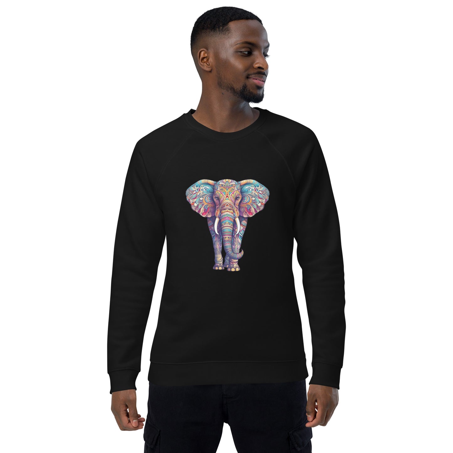 Unisex Bio-Sweatshirt/Bunt-Elefant