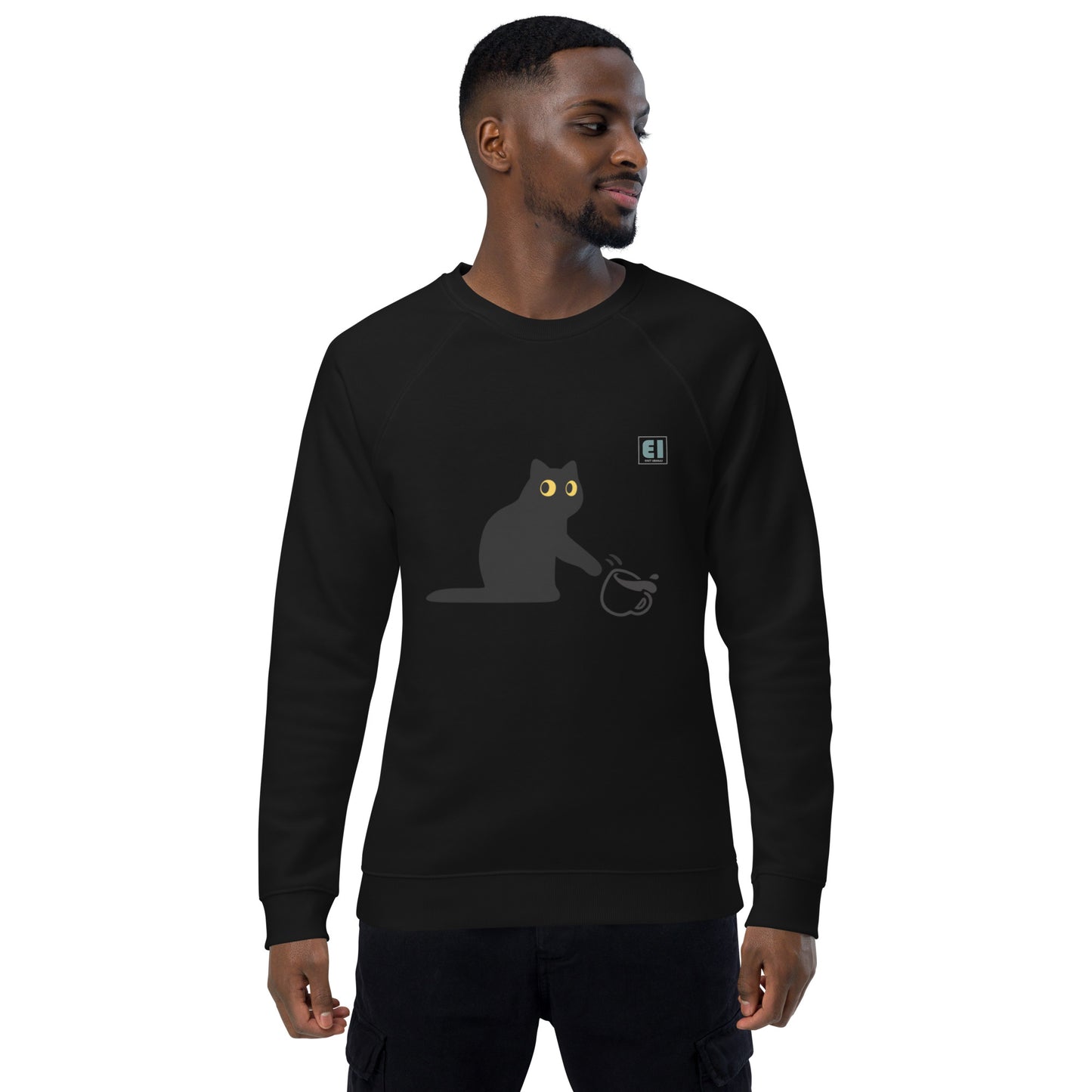 Unisex organic sweatshirt/Cat-Coffee