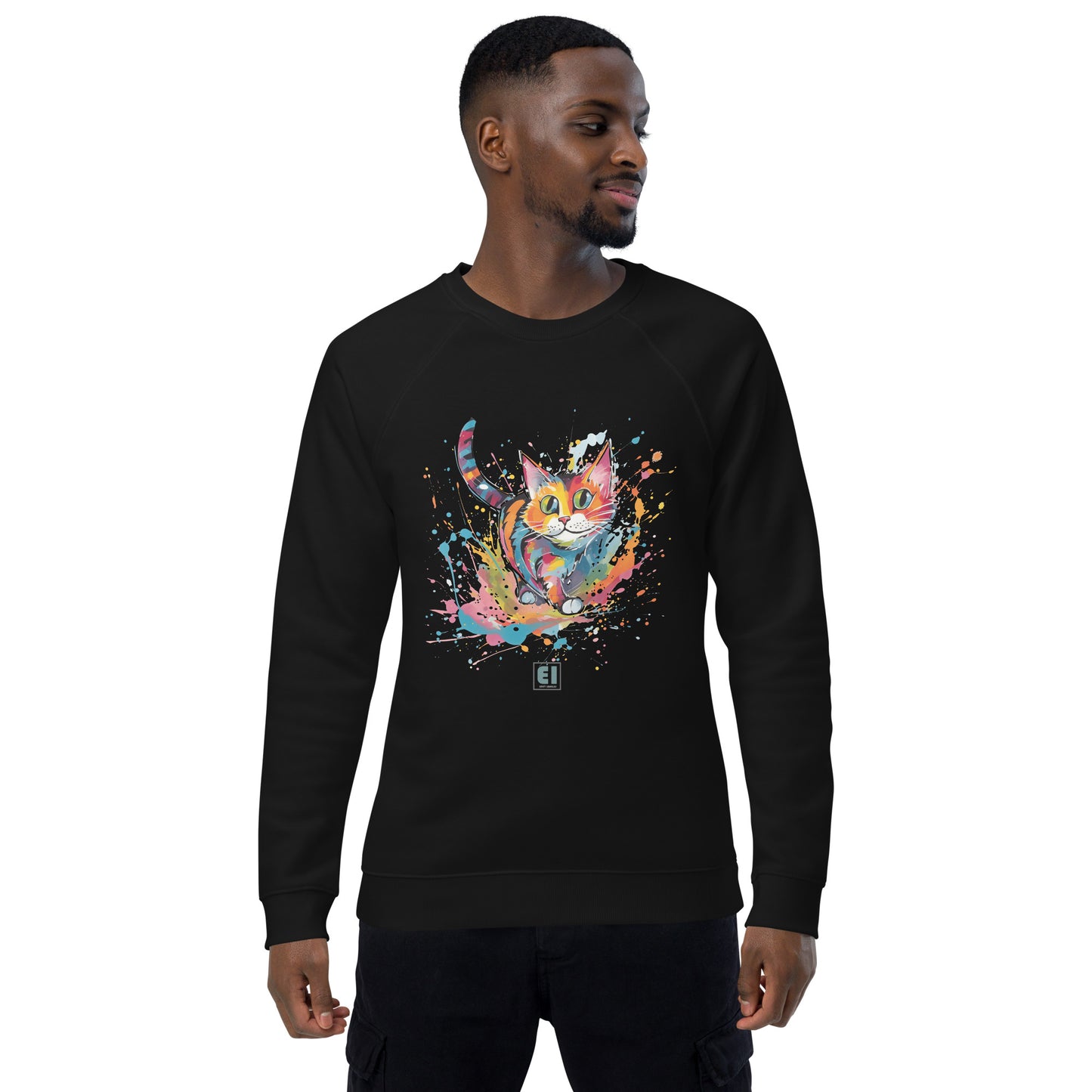 Unisex organic sweatshirt/Colorful-Splash-Cat