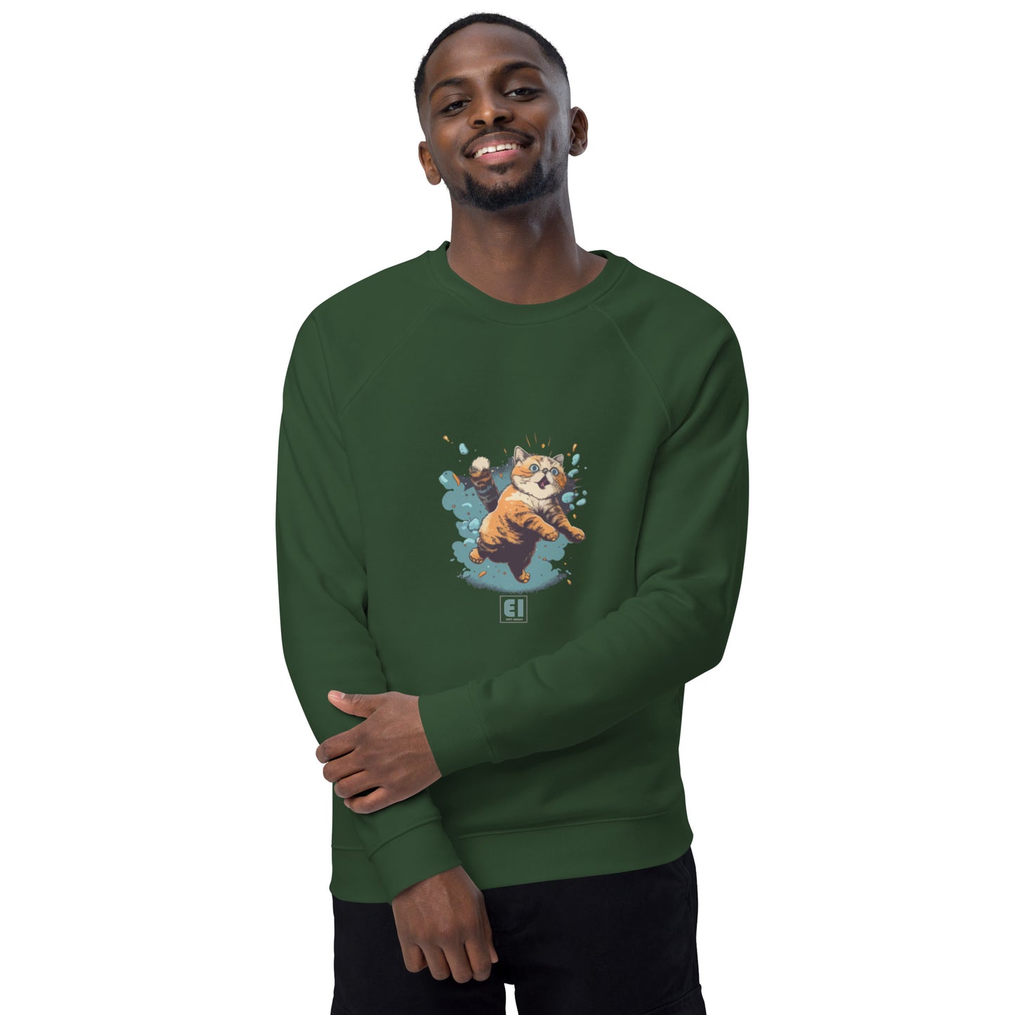 Unisex organic sweatshirt/Cat-Jumping