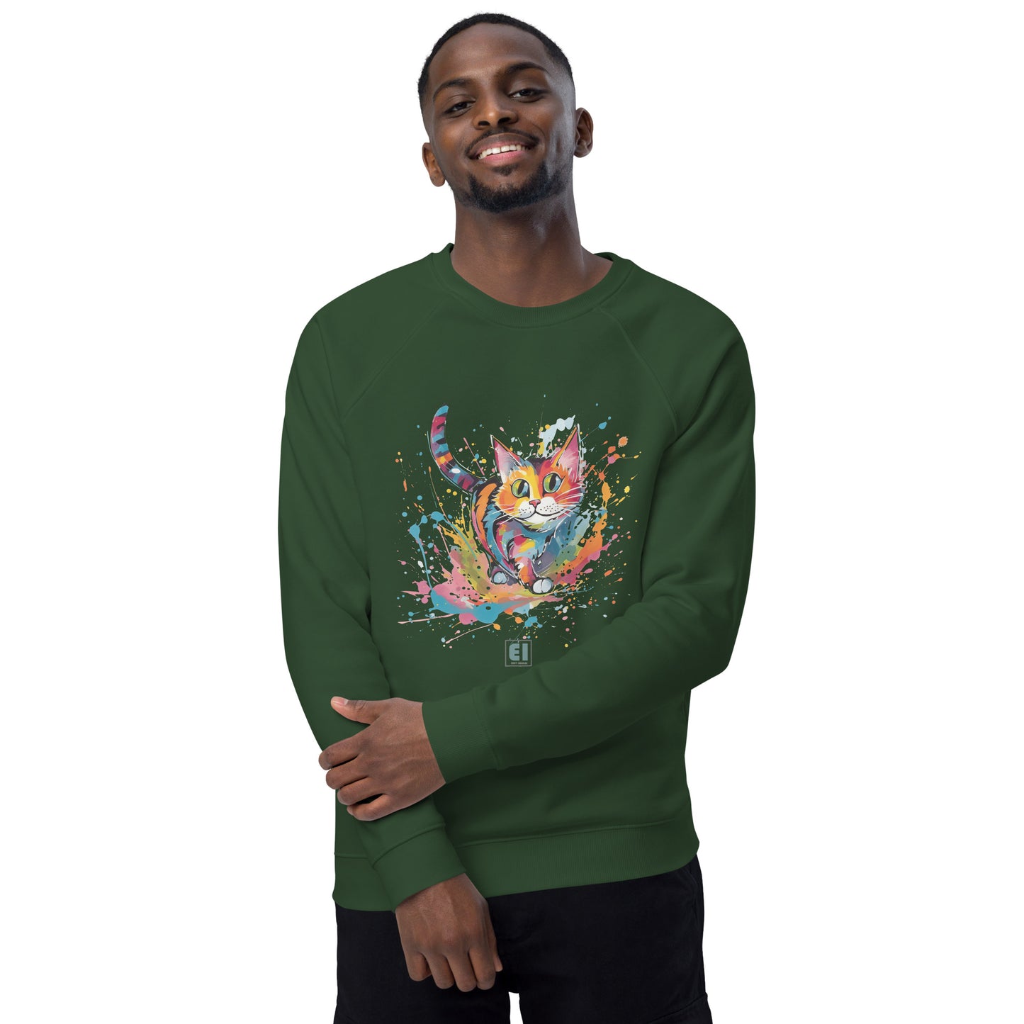 Unisex organic sweatshirt/Colorful-Splash-Cat