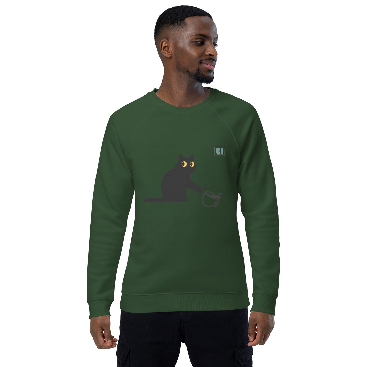 Unisex organic sweatshirt/Cat-Coffee