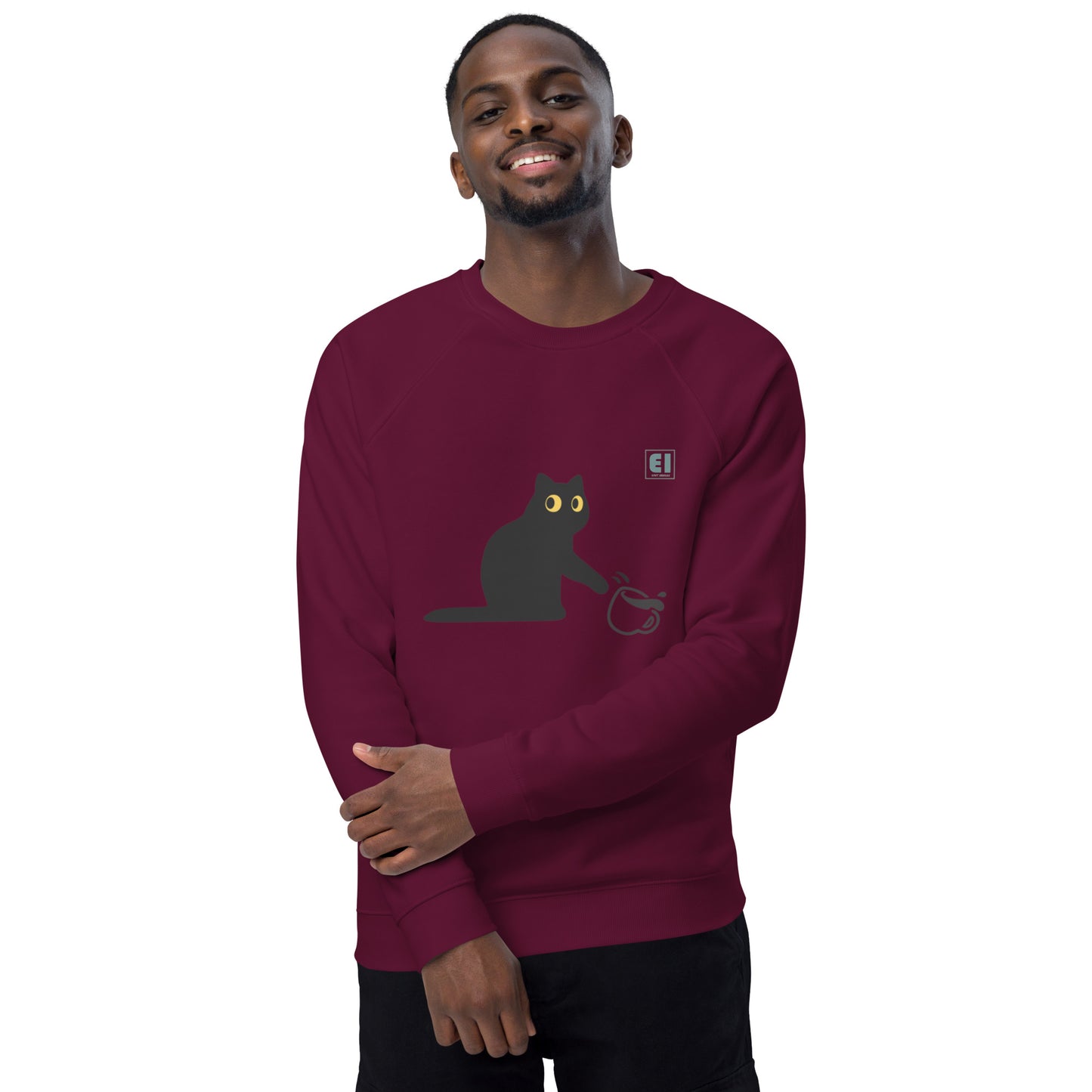 Unisex organic sweatshirt/Cat-Coffee