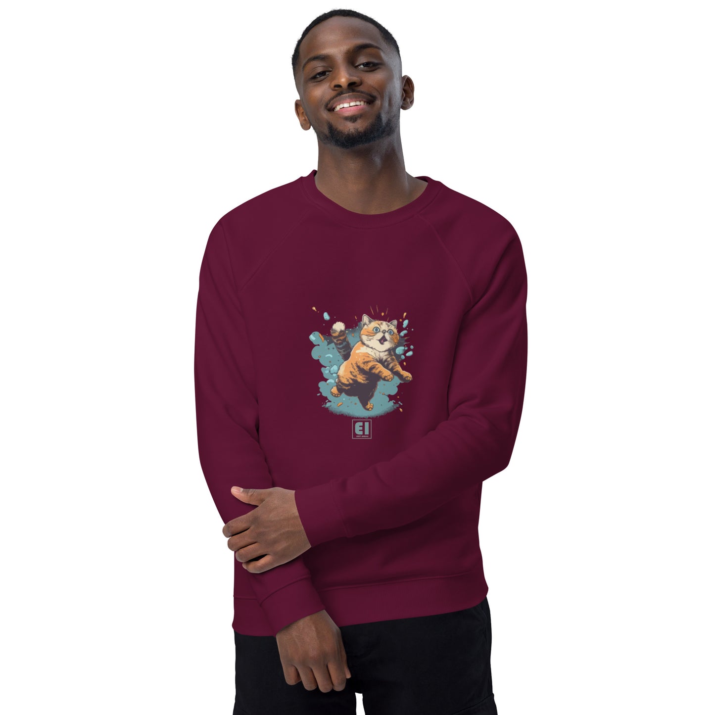 Unisex organic sweatshirt/Cat-Jumping