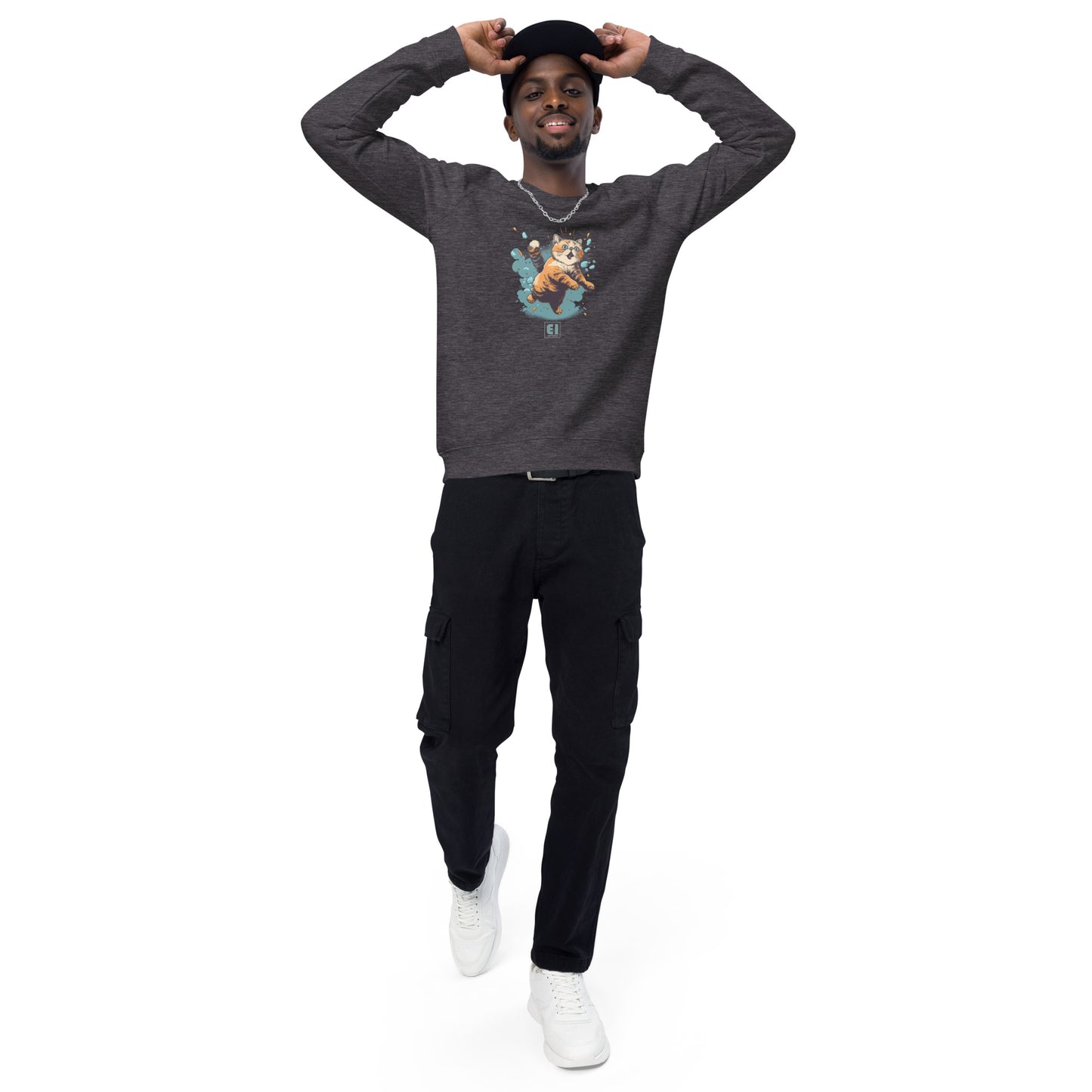 Unisex organic sweatshirt/Cat-Jumping