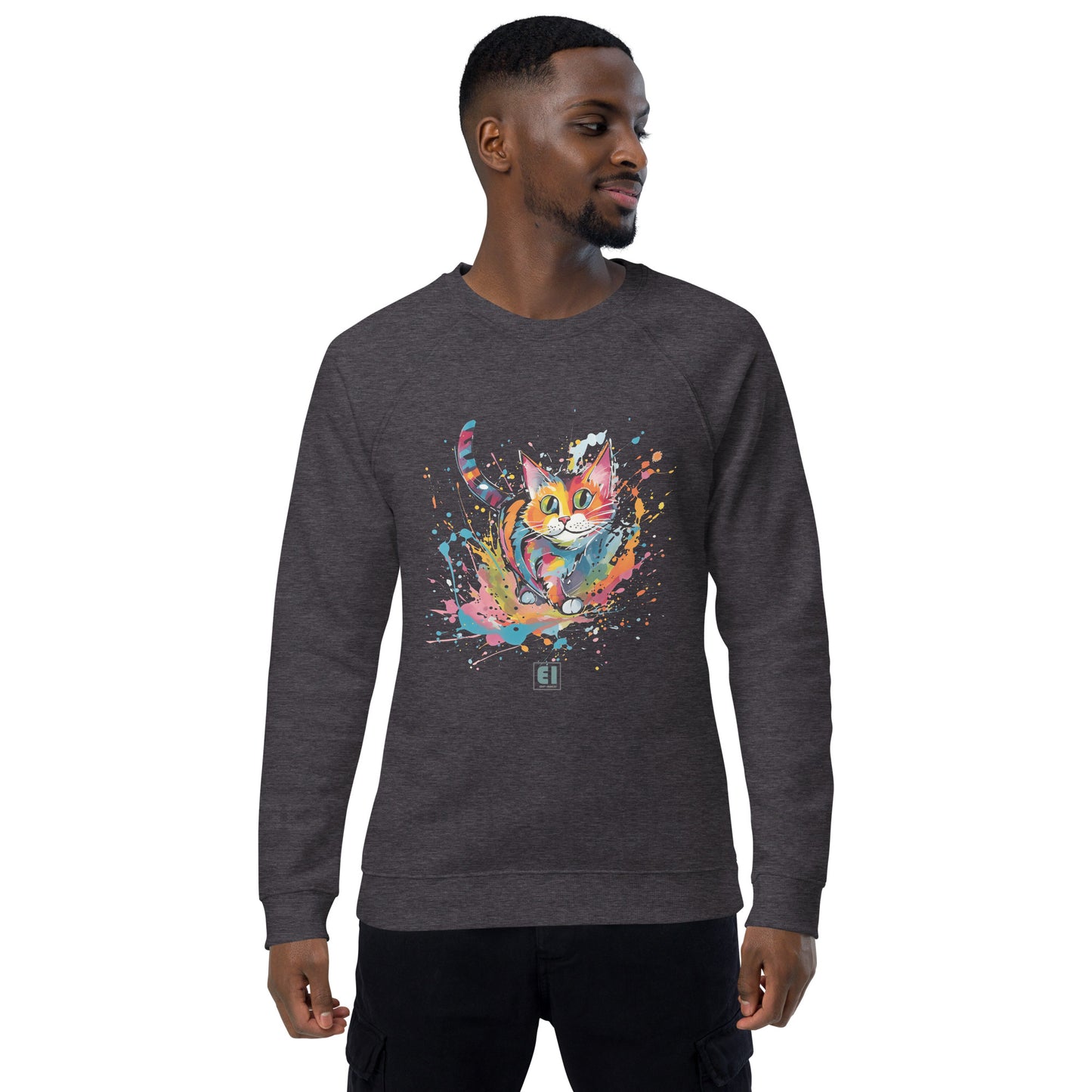 Unisex organic sweatshirt/Colorful-Splash-Cat