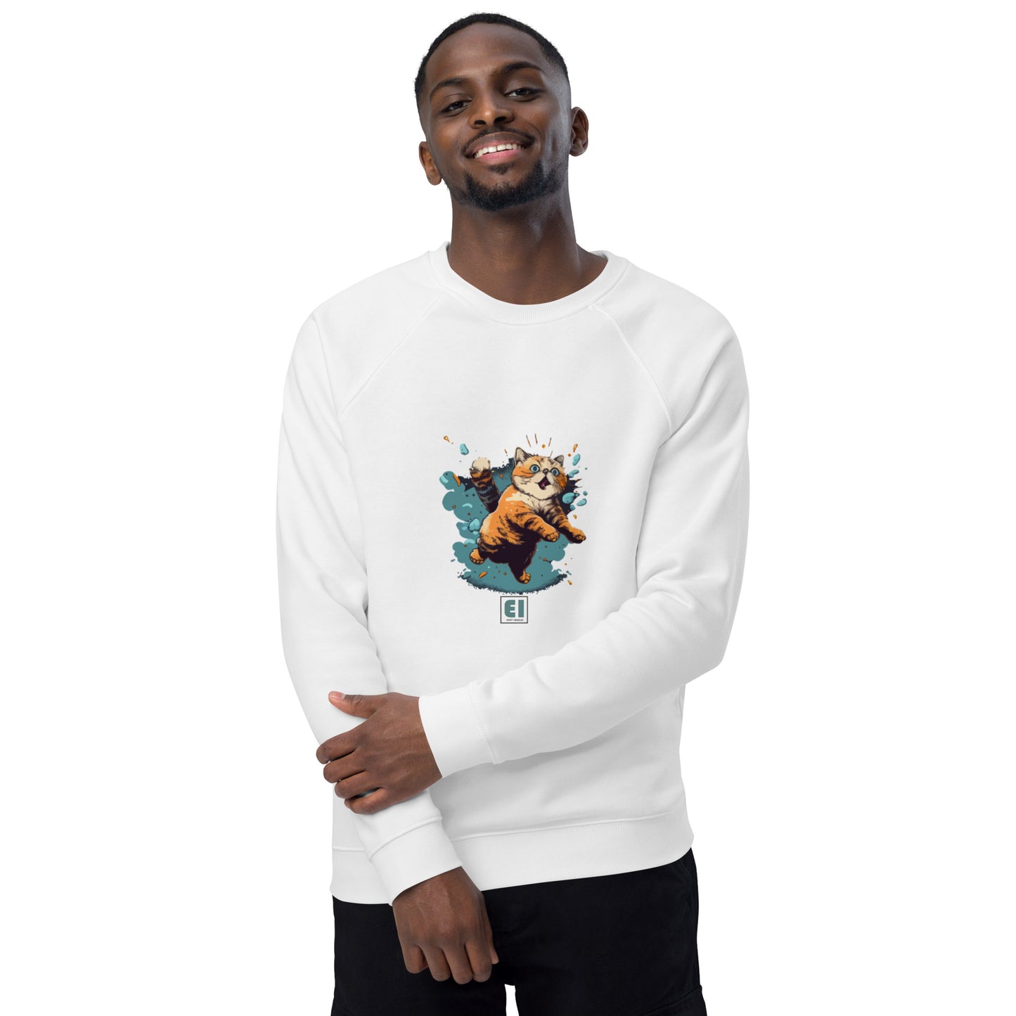 Unisex organic sweatshirt/Cat-Jumping