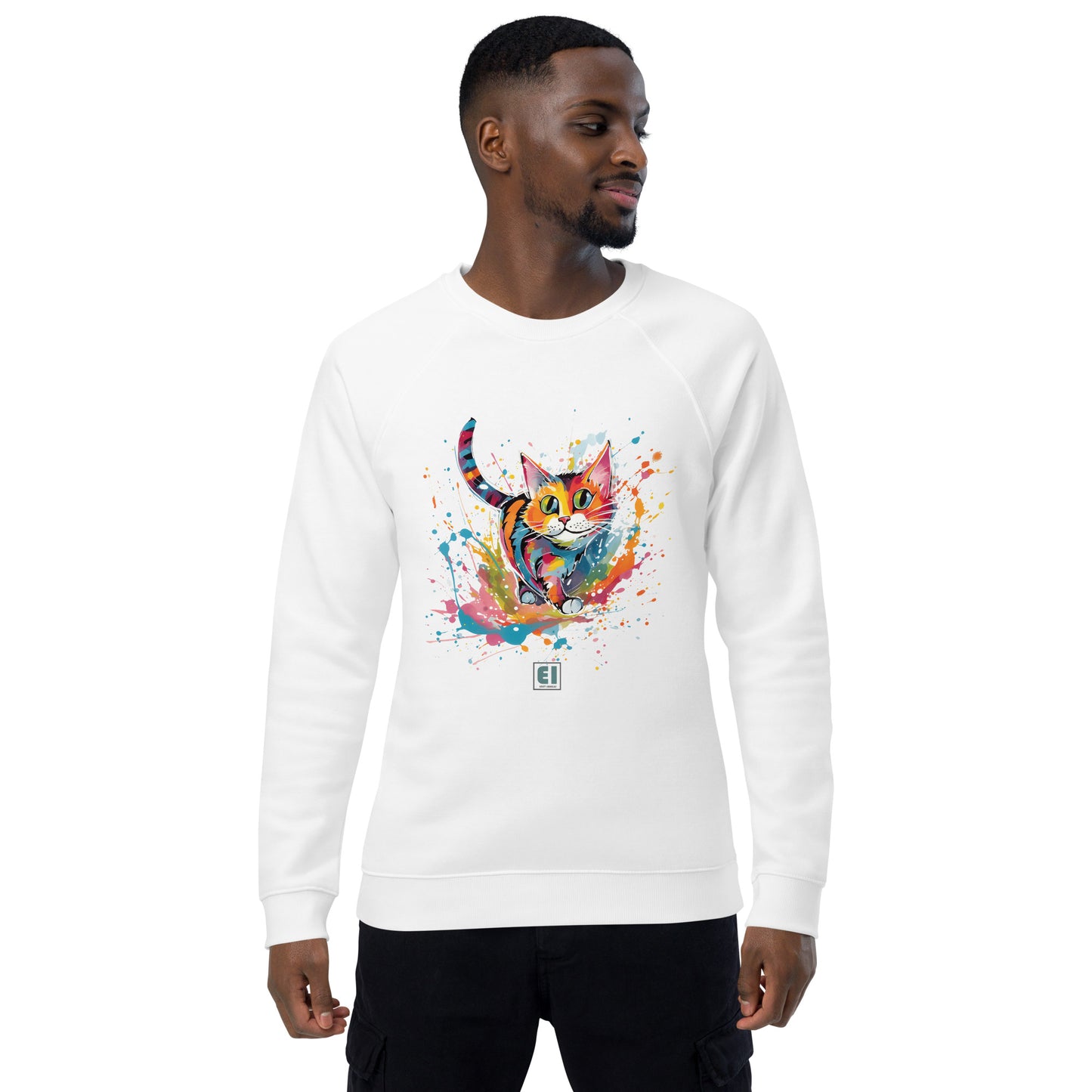 Unisex organic sweatshirt/Colorful-Splash-Cat