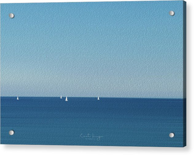 Sailing Boats in The Blue Ocean-Oil Effect - Acrylic Print