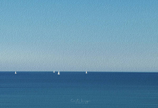 Sailing Boats in The Blue Ocean-Oil Effect - Art Print