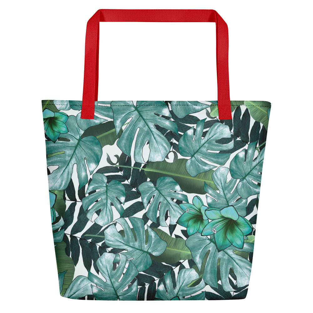 Τσάντα παραλίας/Φλοράλ πράσινο