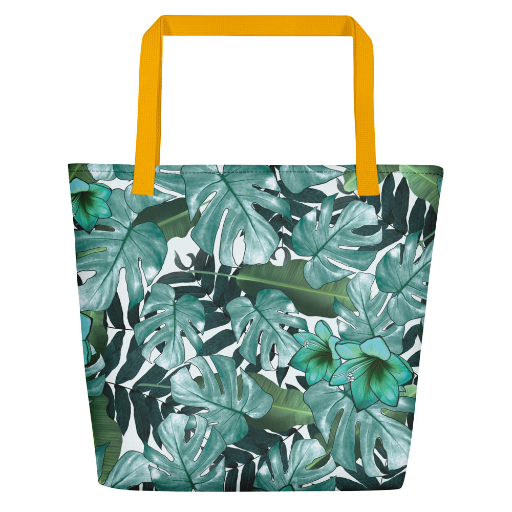 Τσάντα παραλίας/Φλοράλ πράσινο