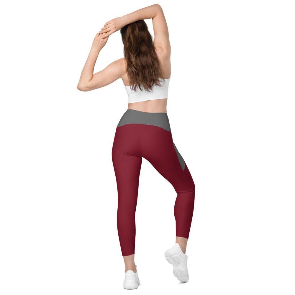 Leggings with pockets/Red-Grey