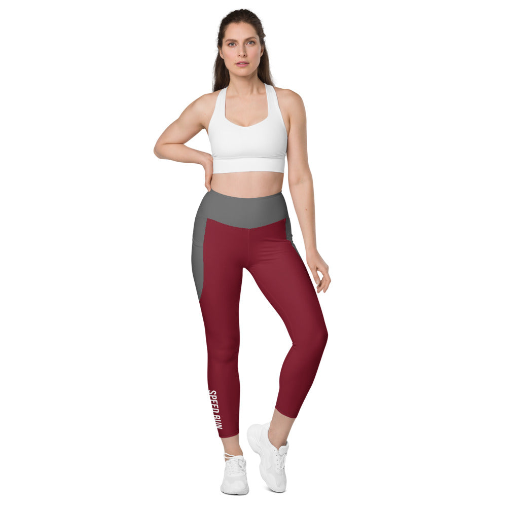 Leggings with pockets/Speed-Run/Red-Grey