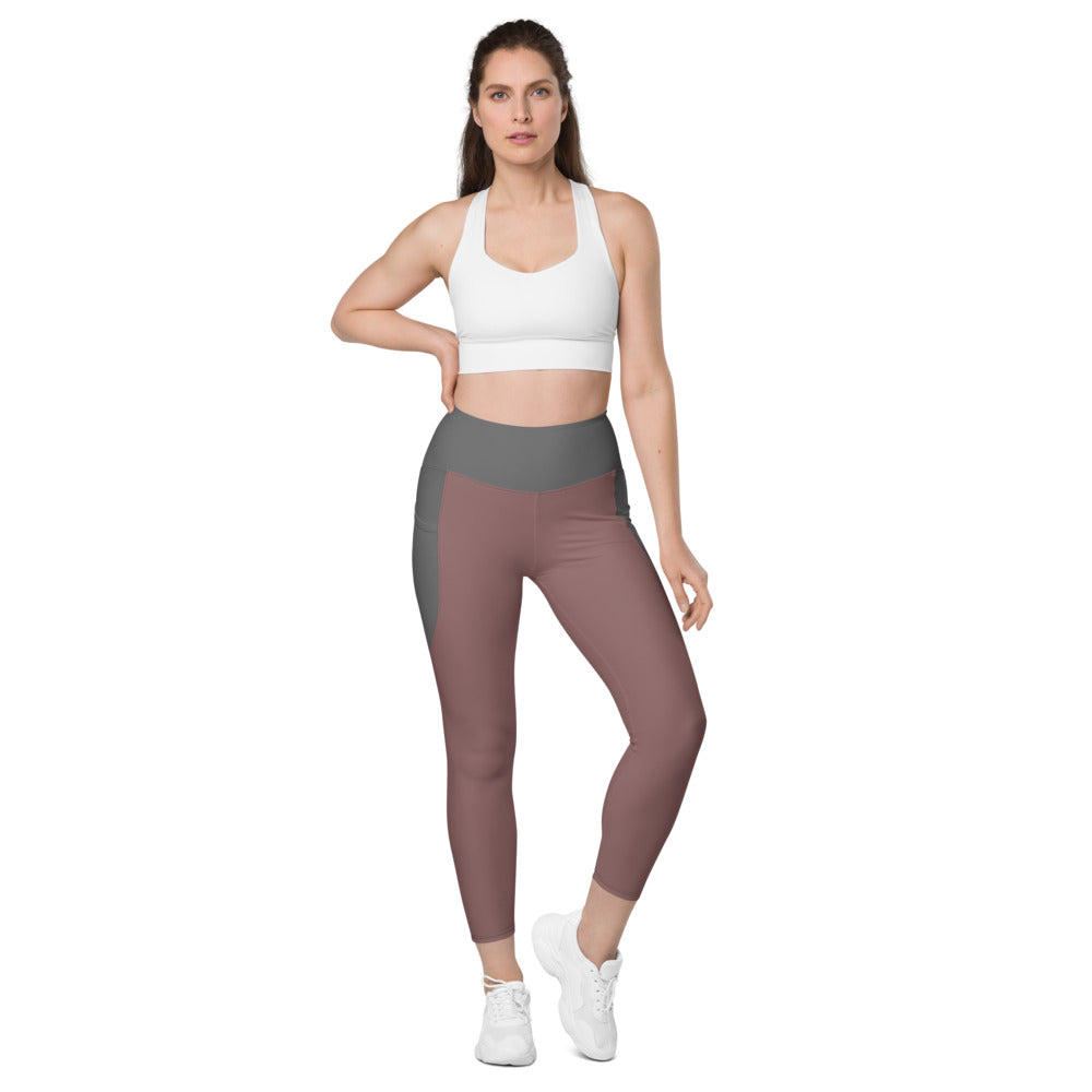 Leggings with pockets/Brown-Grey