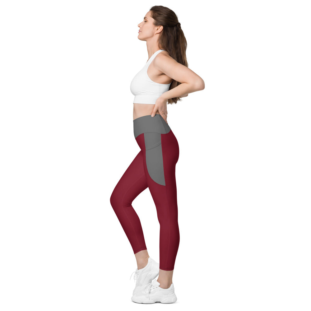 Leggings with pockets/Red-Grey