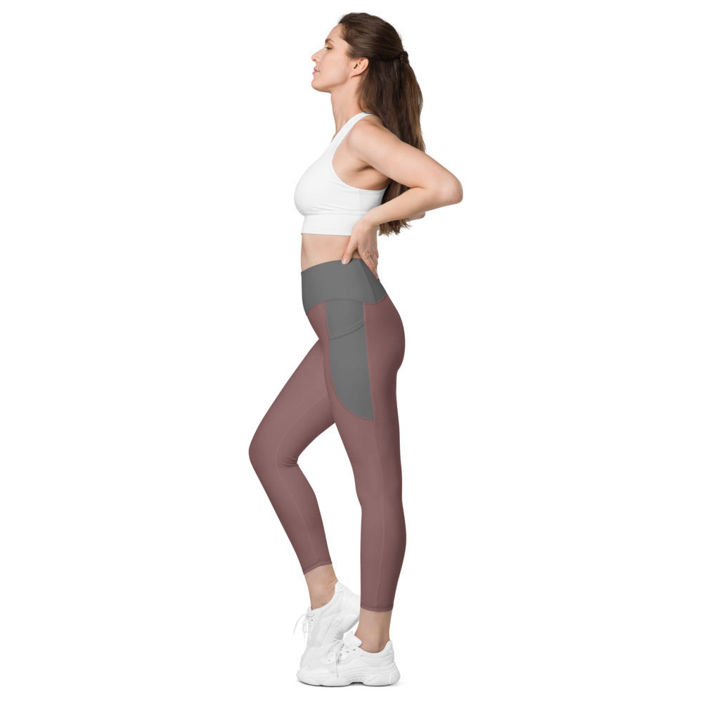 Leggings with pockets/Brown-Grey