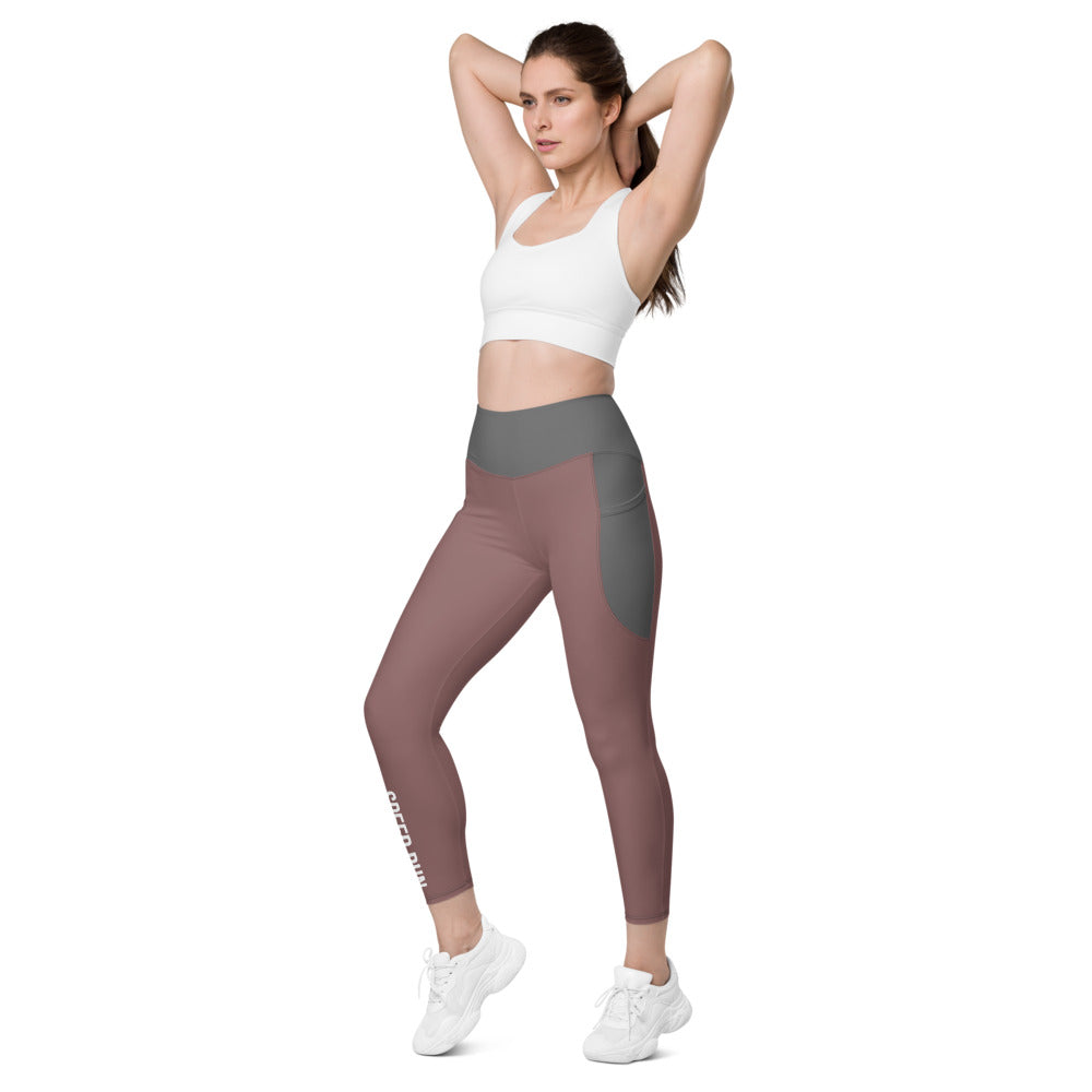 Leggings with pockets/Speed-Run/Brown-Grey
