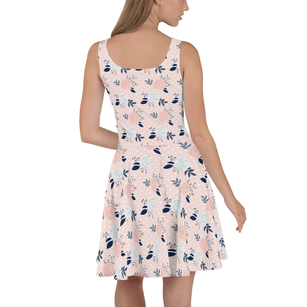 All Over Print Dress/Floral-Roses-Pink