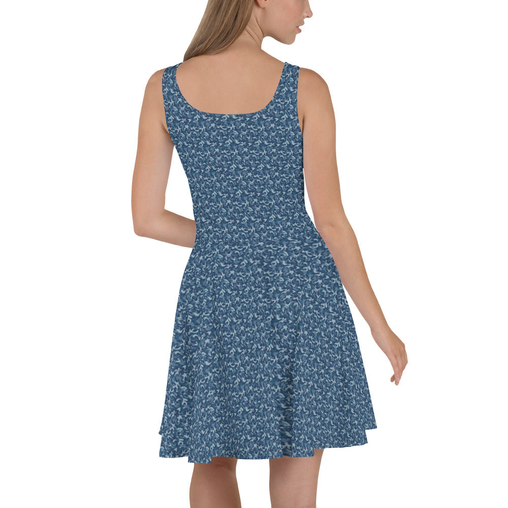 Kleid mit Allover-Print/Camouflage-Blau