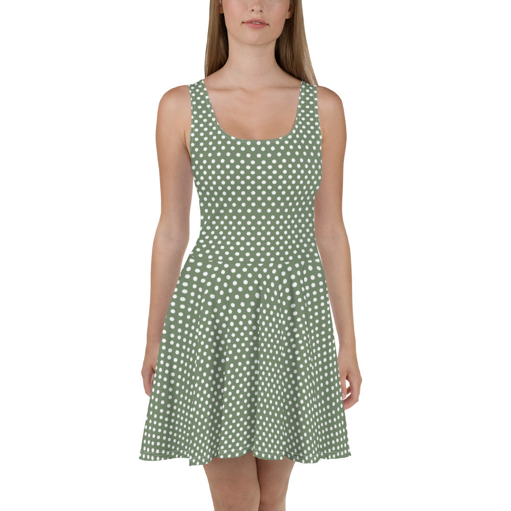 All Over Print Dress/Polka-Dot-Green