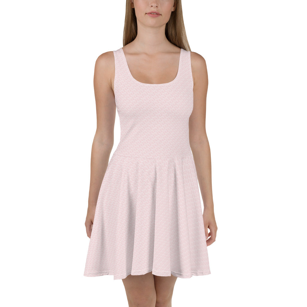 All Over Print Kleid/Baby-Pink-Blatt