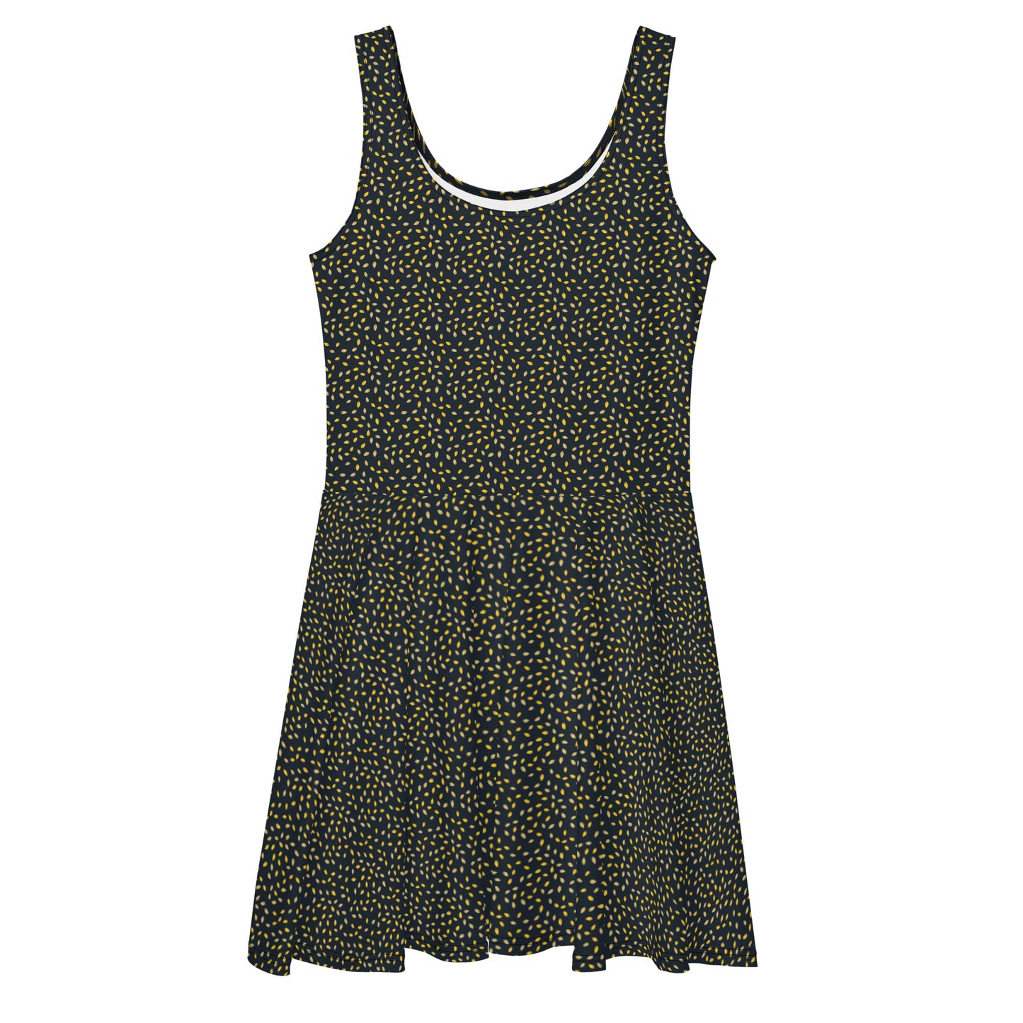 All Over Print Dress/Leaves-Yellow