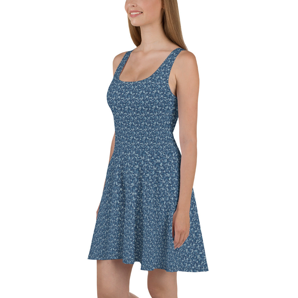Kleid mit Allover-Print/Camouflage-Blau