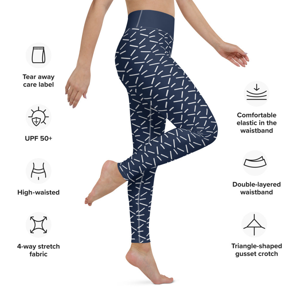 Yoga Leggings/Marineblau Geometrisch