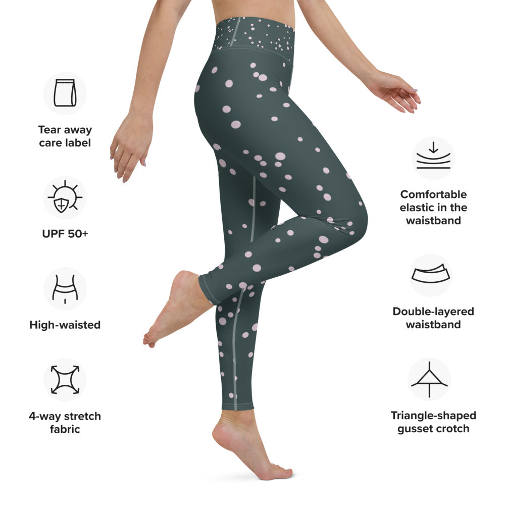 Yoga Leggings/Green & Dots