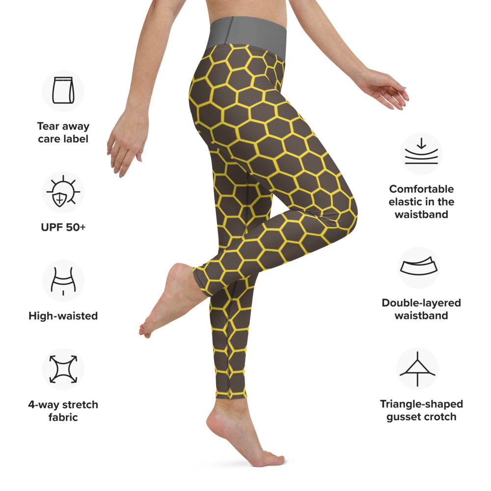 Yoga Leggings/Zellen Bienen Muster 1