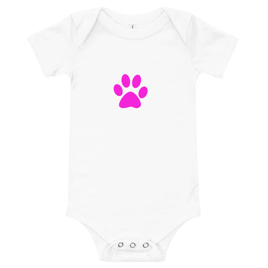 Baby short sleeve one piece/Pet Print Fushia